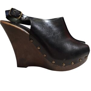 Charles David - Leather Studded Platform Wedges - 10